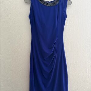 Cache Royal Blue Draped Midi Dress